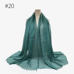 Foulard sciarpa hijab stola stropicciata tinta unita in cotone TR da donna leggera.