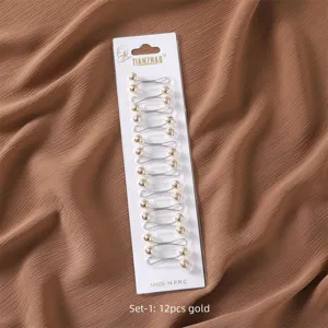 12 Stk goldene Hijab Nadeln U-förmige Schal Clips Haaraccessoires Befestigung Clips Mode Styling