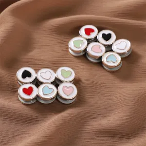 Süße bunte Herz Magnet Broschen Schal Clips Metall Runde Mode Tuchnadeln Set neu