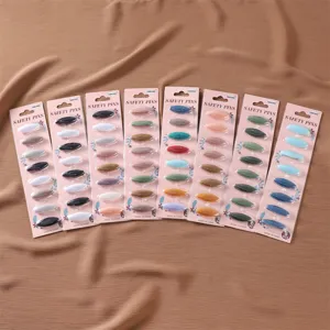 Colorful plastic safety pins hijab clips anti-glare brooch pins carded 8pcs set for women
