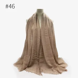 Sciarpa stropicciata tinta unita donna leggera in cotone TR hijab moda scialle elegante