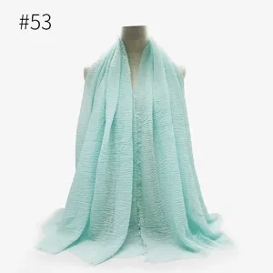 Hijab scialle stropicciato tinta unita leggero moda donne foulard testa musulmana quotidiano