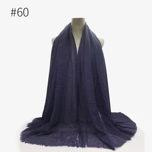 Sciarpa hijab stropicciata viola scuro tinta unita in cotone TR scialle da donna.