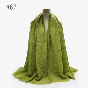 Sciarpa stropicciata verde tinta unita hijab leggero donna moda copricapo accessorio dettaglio