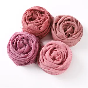 Solid color crinkle scarf set, soft breathable cotton shawl and head wrap for women.