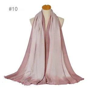 Gradient silver wire women scarf shawl detail, soft rayon material with fringe edges.