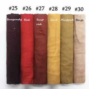 Bufanda hijab lisa de viscosa con purpurina colorida accesorio de moda ligero mujer