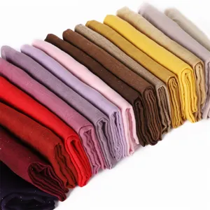 Detailed view of solid color glitter viscose cotton linen hijab scarf, soft breathable shawl wrap.