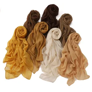 Women breathable voile long scarf with subtle rhinestones in multiple colors for daily wear.