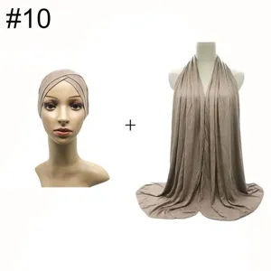 Modal stretch inner cap and large scarf detail view, comfortable daily wear combo set beige