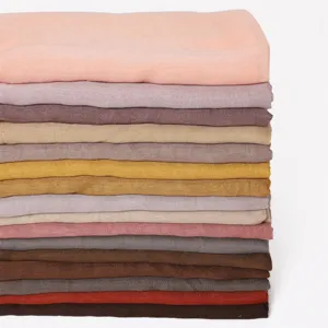 Classic women solid color cotton linen breathable long scarf soft hijab shawl fashion style