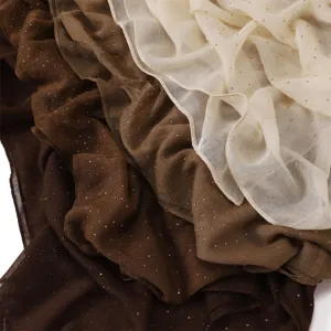 Soft lightweight shimmer rhinestone long scarf breathable draped fabric shawl stylish accessory.