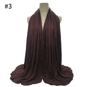 Solid color modal hijab scarf for women, soft stretch long wrap shawl, dark brown.