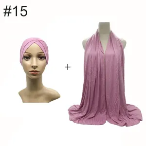 Modal elastic cross turban cap and long scarf detail view, breathable everyday set.