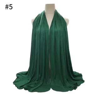 Solid color modal large cotton jersey hijab scarf soft women head wrap dark green