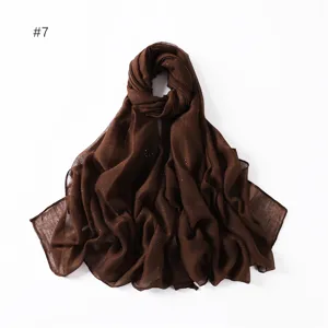 Women solid color shimmering hijab scarf lightweight cotton linen gold glitter shawl wrap