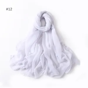 White glitter viscose cotton linen scarf lightweight solid color shawl hijab for women daily
