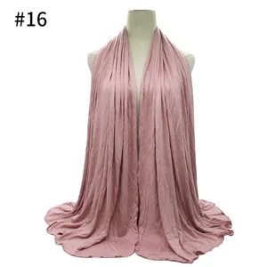 Solid color modal large size cotton jersey soft women hijab scarf detailed close up view