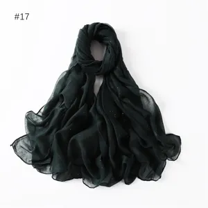 Dark green glitter viscose scarf lightweight shawl hijab for women daily wear fashion accessory