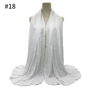Detailed view of the solid color modal jersey hijab scarf in white, soft and large size.