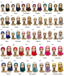 Modal stretchy hijab under-cap and scarf set in multiple vibrant solid colors for daily wear.