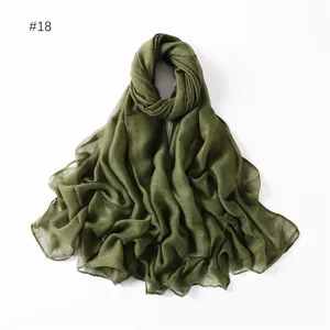 Olive green glitter viscose cotton linen scarf thin shawl head wrap fashion accessory 18