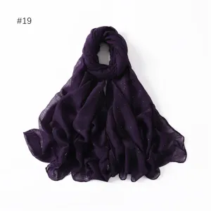 Dark purple glitter viscose cotton linen scarf, lightweight women hijab shawl detail view.