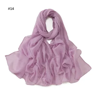 Light purple starry rhinestone voile long scarf, lightweight breathable draped design accessory.