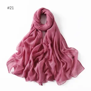 Glitter viscose solid color women hijab scarf lightweight shawl wrap elegant accessory