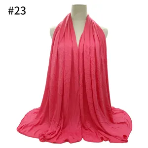 Solid color modal jersey hijab scarf for women, soft large wrap, bright pink comfortable style.