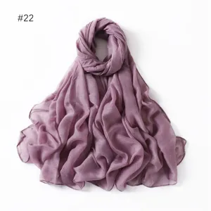 Glitter viscose solid color lightweight scarf for women, elegant purple shawl and headwrap.