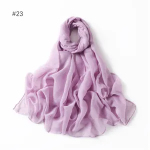Women solid color glitter viscose scarf lightweight cotton linen shawl head wrap hijab