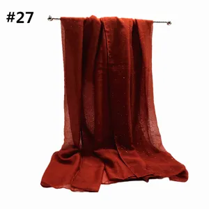 Bufanda lisa de viscosa con purpurina rojo ladrillo, pañuelo elegante para mujeres.
