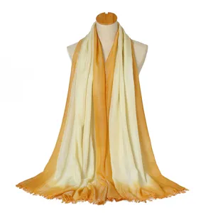 Womens Gradient Viscose Scarf Metallic Yarn Tassel Long Shawl Lightweight Soft Breathable Fashion Wrap