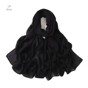 Foulard modal noir léger respirant couleur unie élégant châle hijab doux femme