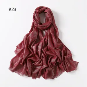 Women metallic viscose scarf, sparkly glitter design with short fringe for winter warm wear.