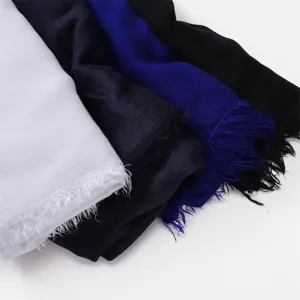 Solid color scarf with short tassels, breathable soft modal shawl detail display.