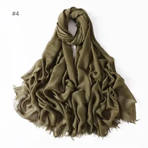 Solid color lightweight breathable modal cotton fringe scarf product detail view