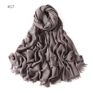 Solid color modal cotton linen scarf lightweight breathable fringed shawl wrap for women