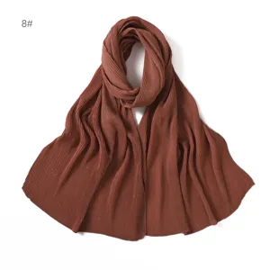 Lunga sciarpa hijab chiffon plissettato glitterato traspirante leggero protezione 8#