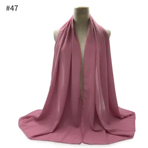 Solid color chiffon hijab scarf for women, lightweight breathable headwrap shawl.