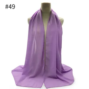Light purple chiffon hijab shawl for women, solid color lightweight neck scarf sun protection.
