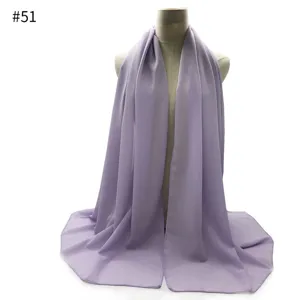 Light purple chiffon hijab scarf for women, solid color plain head wrap daily wear.