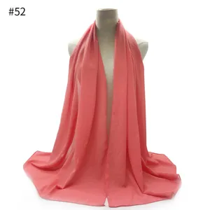 Women solid color chiffon scarf lightweight breathable shawl summer sun protection hijab wrap