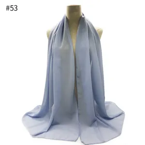 Light blue chiffon hijab scarf solid color Muslim headwrap lightweight women fashion shawl wrap