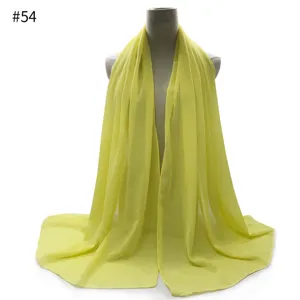 Fashion solid color chiffon women scarf shawl hijab sun protection breathable soft yellow.