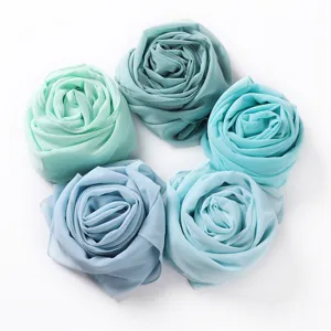 Damen Rosenform Chiffon Hijab Schal Mode einfarbig Kopfbedeckung Tuch Schal 5 Stk.