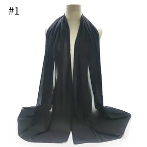 Black chiffon scarf, solid color lightweight summer shawl, elegant long hijab wrap for women.