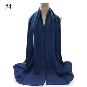 Dark blue chiffon hijab scarf variant, elegant breathable head cover and fashion shawl.