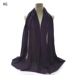 Dark purple chiffon scarf for women, lightweight solid color hijab and shawl variant.